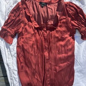 J. Crew Women's Ruffled Rust Blouse